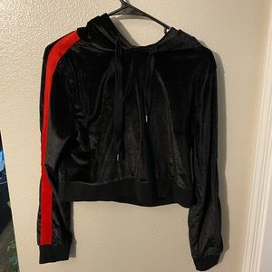 Velour Cropped Hoodie